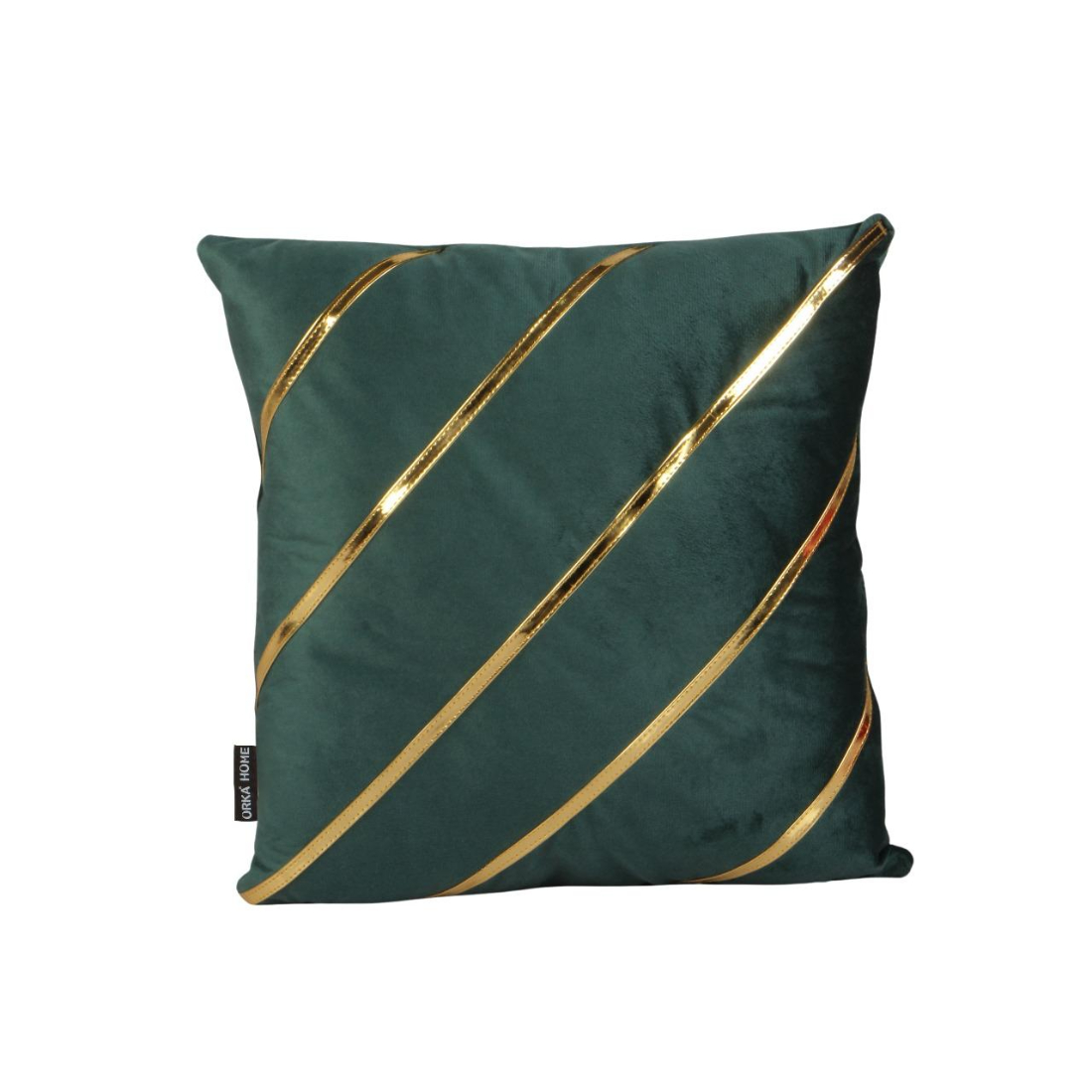 Orka Holland Velvet Fabric Cushion Gold Foil - Green